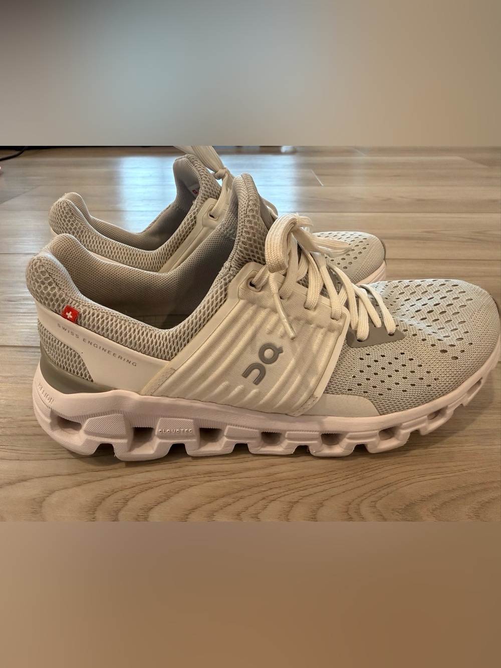 On Running Women's Cloudswift Athletic Sneakers in Light Gray and White
